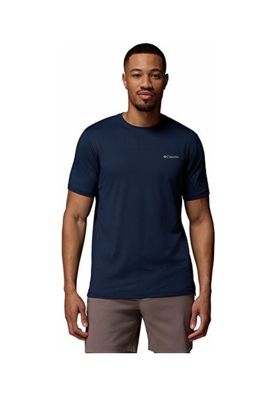Columbia Tech Trail Utility Ss Crew Erkek Günlük Tişört 2118571465 Lacivert