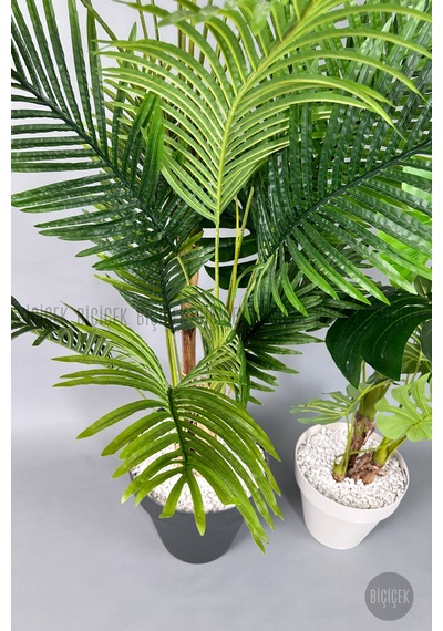 Biçiçek Yapay Areka Palmi̇yesi̇ Ve Monstera Ağacı Yali Saksıda