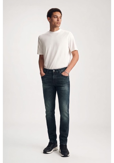 Banny Jeans Erkek Orta Bel Taşlanmış Jean Pantolon Lacivert 35