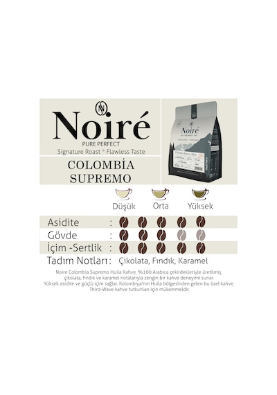 Noire Colombia Supremo Huila 250g %100 Arabica Single Origin Çekirdek