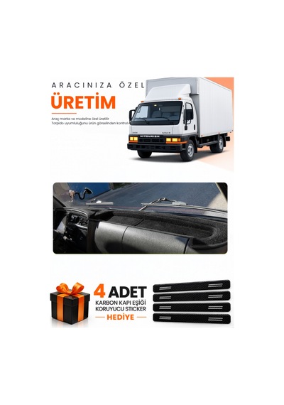 Mıtsubıshı Canter Fe639 1996-2005 Uyumlu Torpido Koruma Örtüsü Oto Kılıfı - Siyah