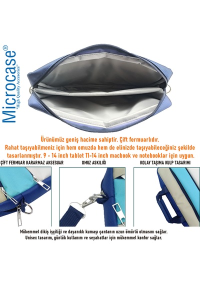 Microcase Tcl Tab 11 Gen 2 İle Tablet Apple Uyumlu MacBook Laptop Tablet Çantası 2 Bölmeli Al4821 Omuz Çantası
