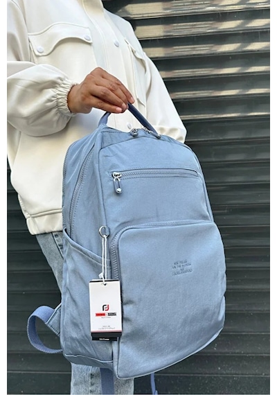 Just Polo Kadın İthal Klinkır Kumaş Şık Ve Lüks Sırt Çantası Shopper Mavi