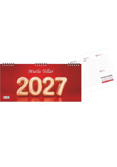 Eko 2027 Spiralli Masa Takvimi 12x33 Dar Beyaz