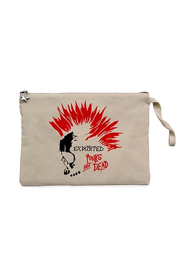 The Exploited Not Dead Punks Krem Clutch Cüzdan / El Çantası Krem