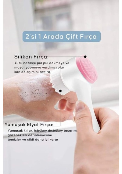 Çift Taraflı Cilt Temizleme Fırçası Ve Silikon Siyah Nokta Temizleme Aparatı, Yüz Masaj