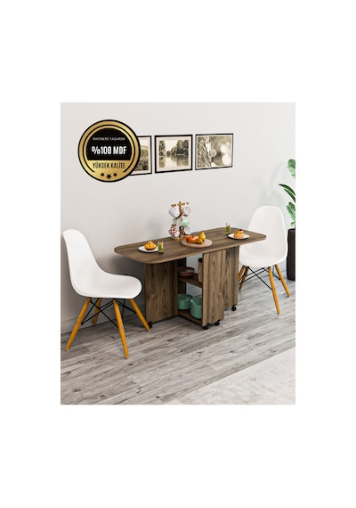 Oval Masa Açılır Katlanır Fonksiyonel Mdf Ceviz Oval Masa Açılır Katlanır Fonksiyonel Mdf Ceviz