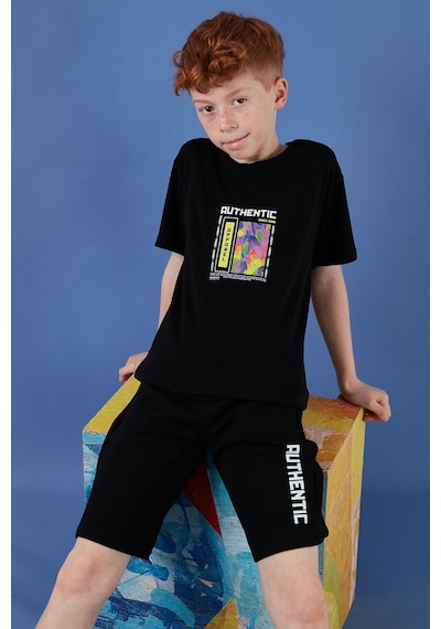 Lela Pamuklu Regular Fit Bisiklet Yaka Şortlu Alt-Üst Erkek Çocuk Takım 6212011 Siyah Lela Pamuklu Regular Fit Bisiklet Yaka Şortlu Alt-Üst Erkek Çocuk Takım 6212011 Siyah