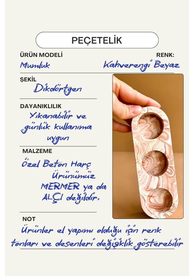 Kahverengi Mermer Desenli 3 Gözlü Beton Mumluk Minimalist Tealight Ve Dekoratif Şamdan Kahverengi