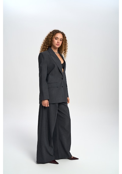 Mai Studios Co. Jessical Çizgili Antrasit Blazer Antrasit