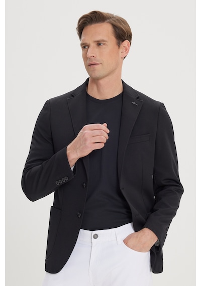 Ac&Co / Altınyıldız Classics Erkek Sıyah Slim Fit Dar Kesim Mono Yaka Casual Ceket Sıyah Siyah