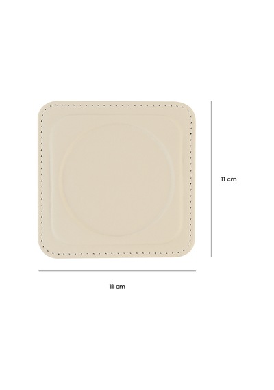 Bardak Altlığı,6 Lı Set,masaüstü Yuvarlak Cup Coaster,vegan Suni Deri,11x11 Cm.,bej Bej