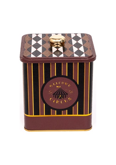 Circus Black Desenli Kare Metal Saklama Kabı 12 x 12 x 13.7 CM 1.8 L Çok Renkli