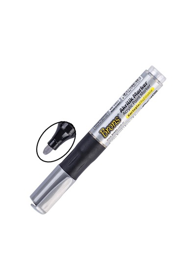 Akrilik Marker Yuvarlak Uç 1 Adet Brons Akrilik Markör Metal Seramik Ahşap Kumaş Tuval Cam Taş Gümüş Gri