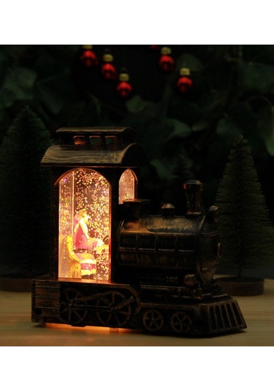 Yılbaşı Kar Küresi Noel Işıklı Dekoratif Noel Baba Treni 1