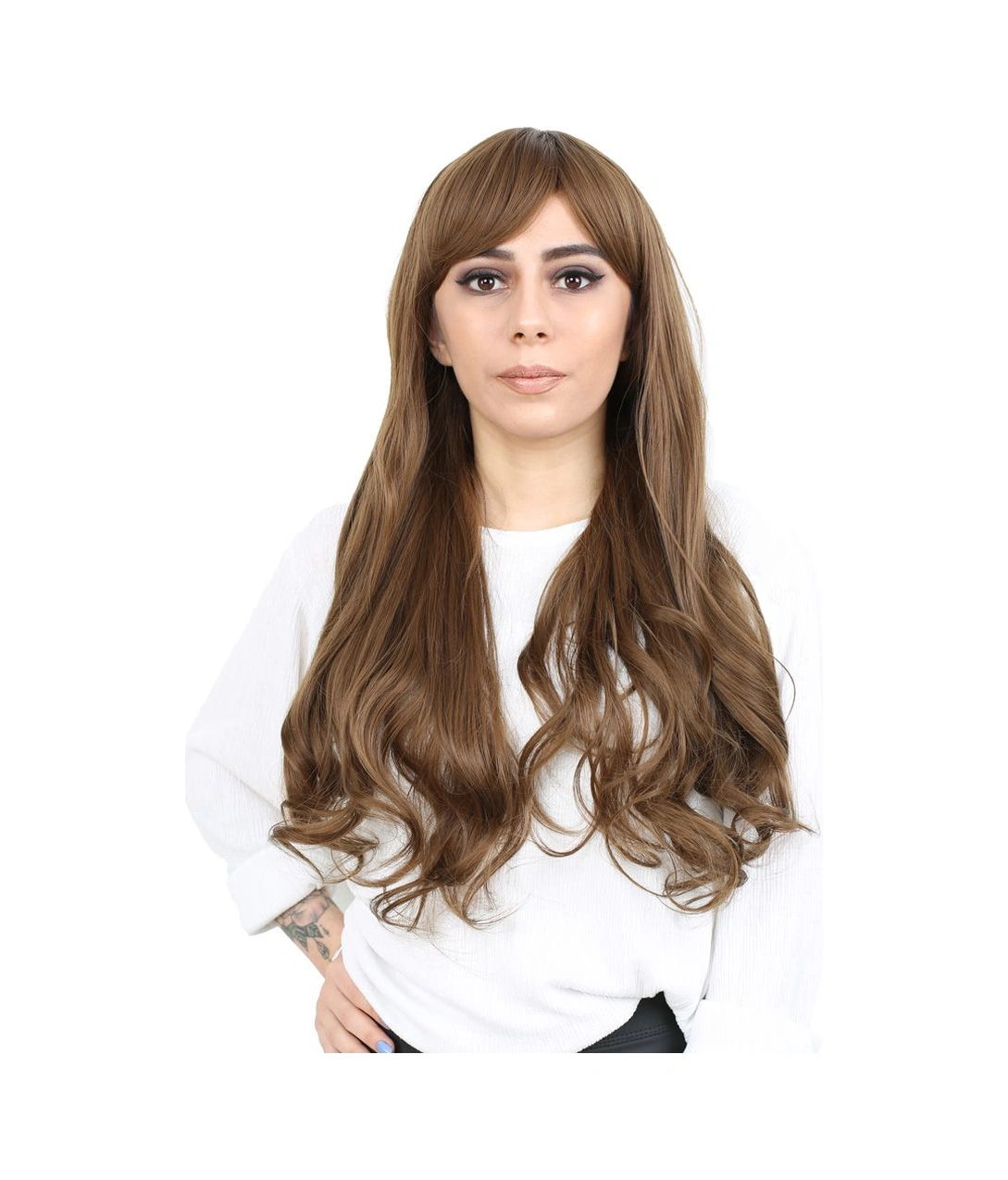 Kahküllü Uzun Dalgalı Fiber Sentetik Peruk / Kumral - Zmff-713746 Renkli