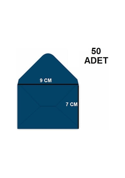50 Adet Mavi Renkli Küçük Zarf 7x9