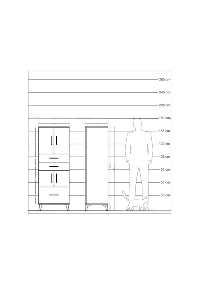 Hyperion Dolap 3 Raflı 3 Çekmeceli 4 Kapaklı 60x44x163 Çam-çam Çam