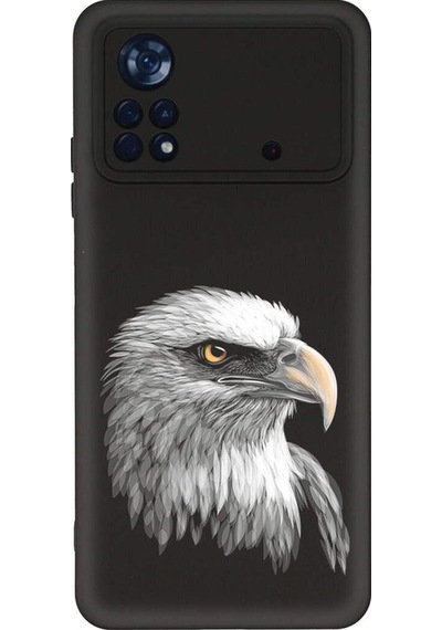 Poco X4 Pro İle Uyumlu Kartal 0214c Tasarımlı Siyah Lansman Kılıf Çok Renkli