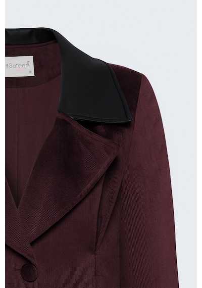 Sateen Bedene Oturan Kadife Ceket - Bordo-138079