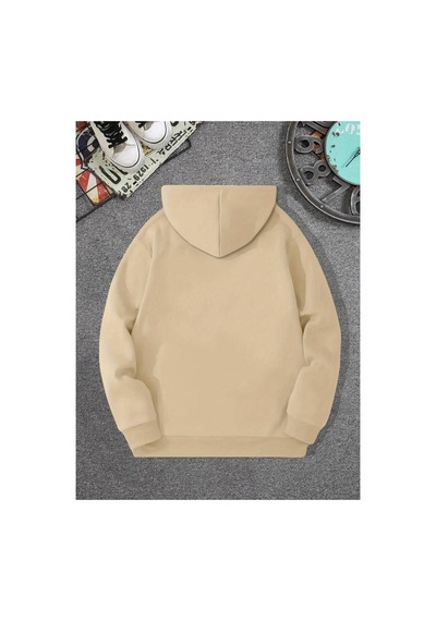 Medinenur Erkek El Yazılı Baskılı Kapüşonlu Sweatshirt Bej