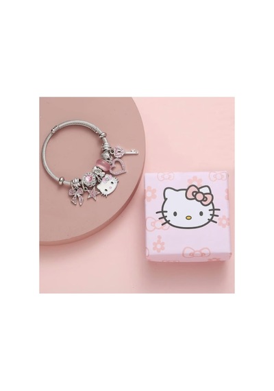 Lunarie Pembe Hello Kitty Figürlü Dolu Charm Kelepçe Bileklik Çok renkli