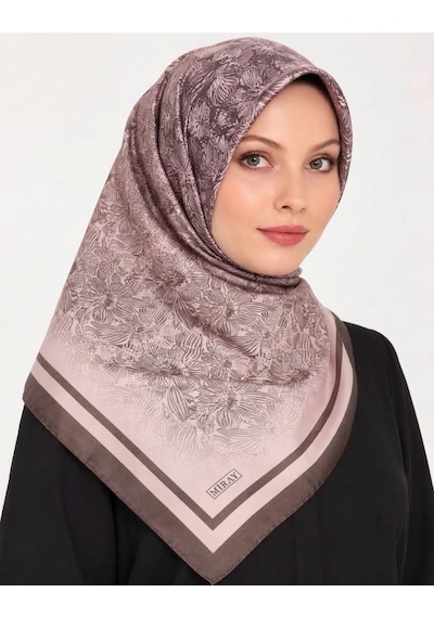 Miray Nevada Büyük Boy Organik Pamuk Eşarp - 120 X 120 - 6731 Kahverengi