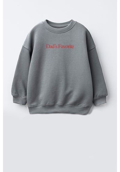 Monila Unisex Çocuk 3 İplik Kumaş Slogan Baskılı Sweatshirt Antrasit
