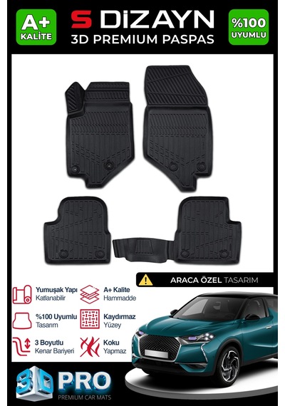 Ds Ds3 Crossback 3d Pro Havuzlu Paspas 2018 Üzeri A+ Kalite 3ds-sdz030