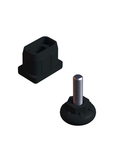 Cateksss 20x30 Mm Plastik Rotil Ayak - Profil Ayağı Tezgah Ayarlı Ayak Siyah - 22 Li Paket