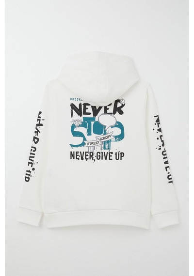 Breeze Erkek Çocuk Sweatshirt Kanguru Cepli Kapüşonlu 9-16 Yaş, Ekru Ekru