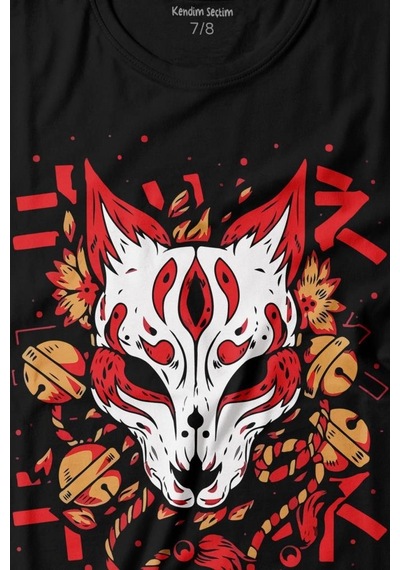 Kendim Seçtim Kitsune Mask Japanese Japon Kültür Baskılı Tişört Çocuk T-shirt 001