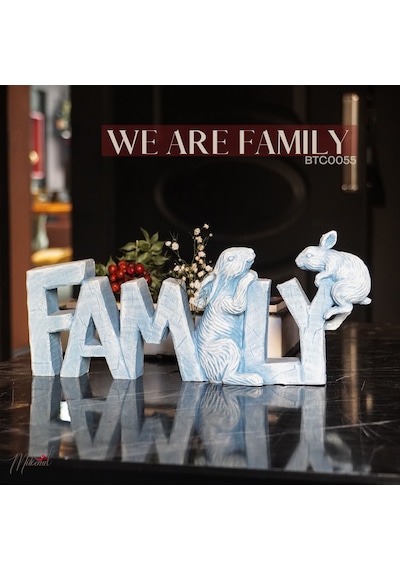 El Yapımı Dekoratif "aile" Tabelası Tavşan Heykelleri İle - Ev
