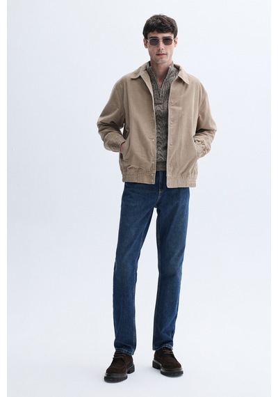 Mudo Erkek Erkek Vizon Rengi Regular Fit Kadife Dokulu Bomber Ceket 1264472