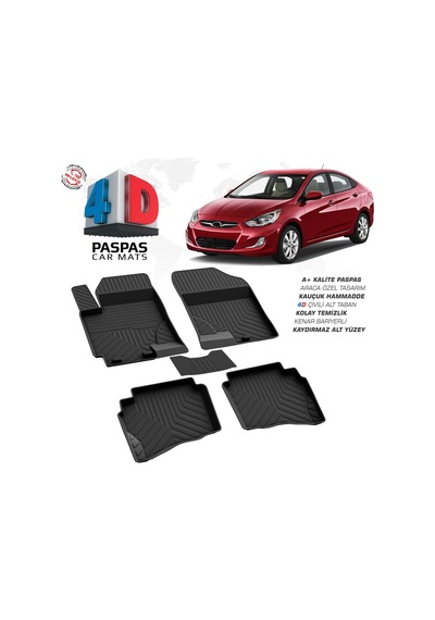 Hyundai Accent Blue 4d Araca Özel Havuzlu Kauçuk Paspas 2010 Ve-2017