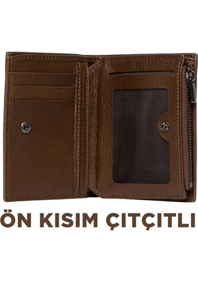 Grande Gerçek Deri Unisex Cüzdan Hakiki Deri Küçük Boy Kahve