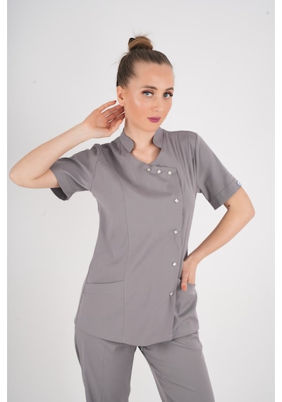 Aylu Model Soft Likra Gri Doktor Hemşire Hastane Scrubs Üniforma Takımı Gri