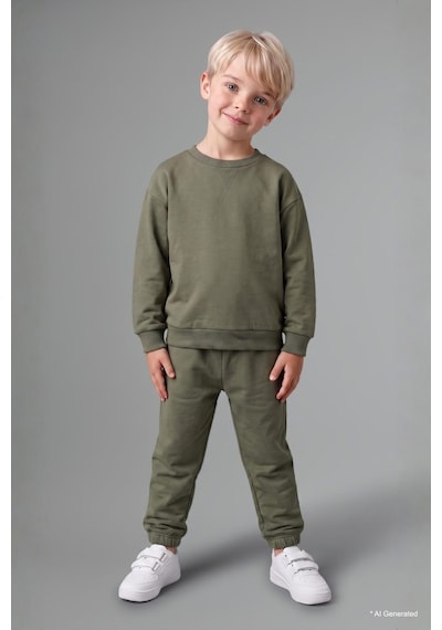 Defacto 2li Uzun Kollu Sweatshirt Elastik Belli Eşofman Altlı Haki Takım Erkek Bebek H5617a526aukh458 Haki-kh458
