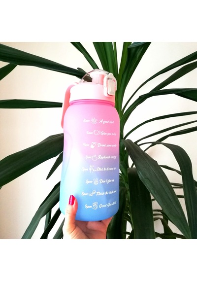 2 Litre Pembe Kapaklı Motivasyonlu Tritan Spor Salonu Şişesi Su 2 Litre Pembe Kapaklı Motivasyonlu Tritan Spor Salonu Şişesi Su