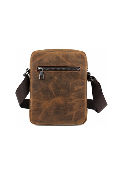 Alphaclub Bag Erkek Crazy Bej Hakiki Deri Postacı El Ve Omuz Çantası Orta Boy Model 002