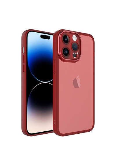 Apple Uyumlu iPhone 14 Pro Kılıf Kamera Korumalı Transparan Zore Post Kapak Kırmızı