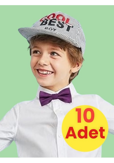 Tezzgelsin Erkek Çocuk Saten Papyon 10 Adet Mor