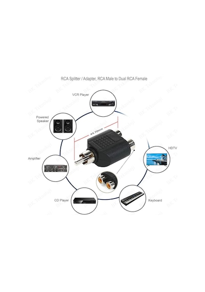 RCA Erkek to 2 RCA Dişi Ayırıcı Adaptör