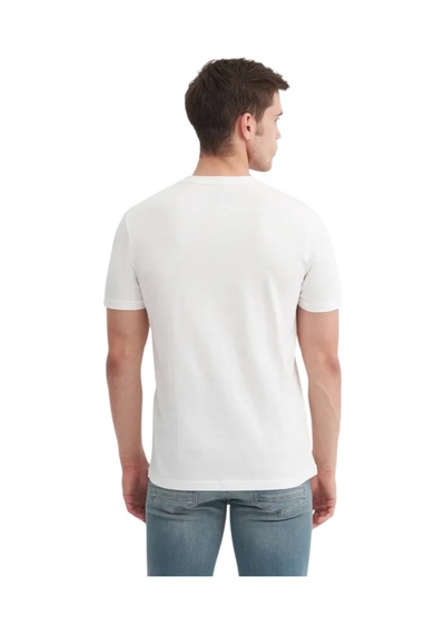 Slim Fit Bisiklet Yaka Pamuklu Baskılı Tişört Ekru