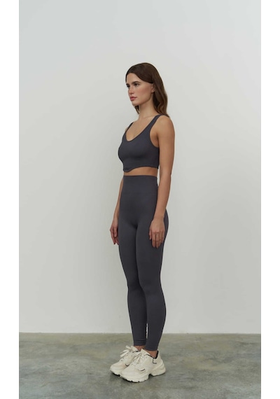 Mai Collection Mai Studios Co. Jade Antrasit Dikişsiz Fitilli Tayt Antrasit
