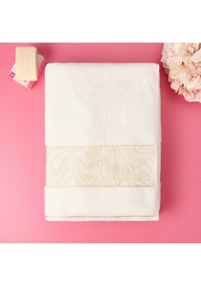 Soft Simli Banyo Havlusu - Beyaz - 90x150 Cm Renkli