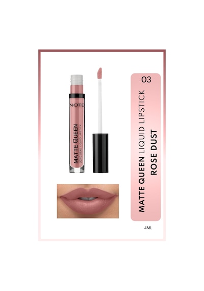 Note Cosmetique Matte Queen Lipstick Kalıcı Mat Likit Ruj - 03 Rose Dust - Nude