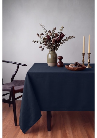Gauze Fabric Design Kadife Dokulu Dertsiz Masa Örtüsü, Safir Koyu Lacivert
