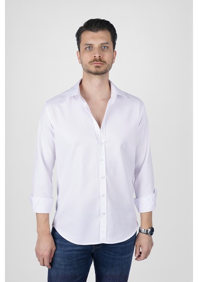 Optik Beyaz Slimfit Erkek Gömlek Beyaz