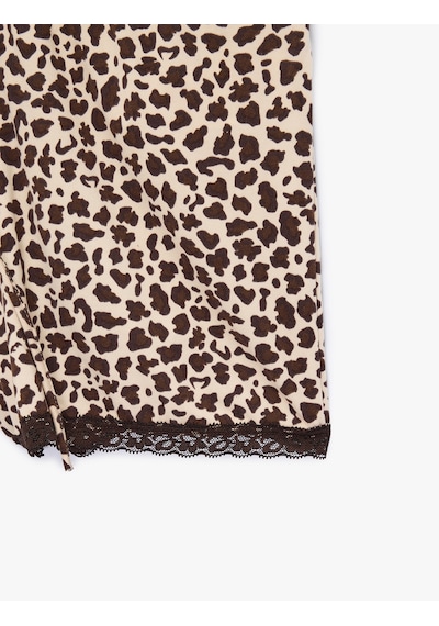 Koton Rahat Kalıp Dantel Detaylı Leopar Desenli Şort Pijama Altı Leopar Desenli 7wlk80010mk